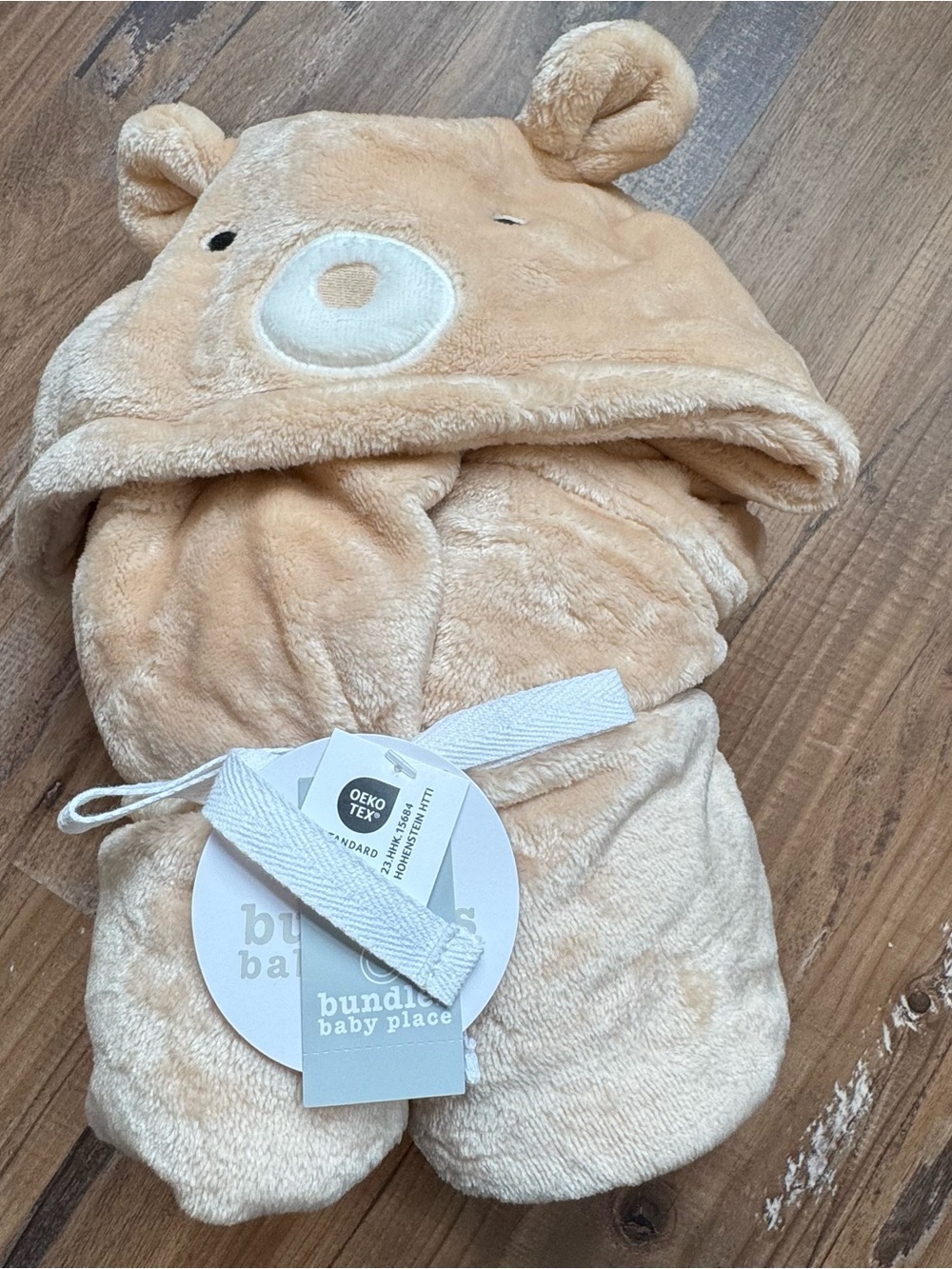 Tan Bear Hooded Baby Blanket Wrap